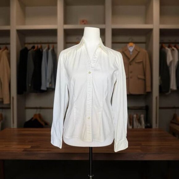 WHITE BUTTON DOWN DRESS TOP - Picture 1 of 2